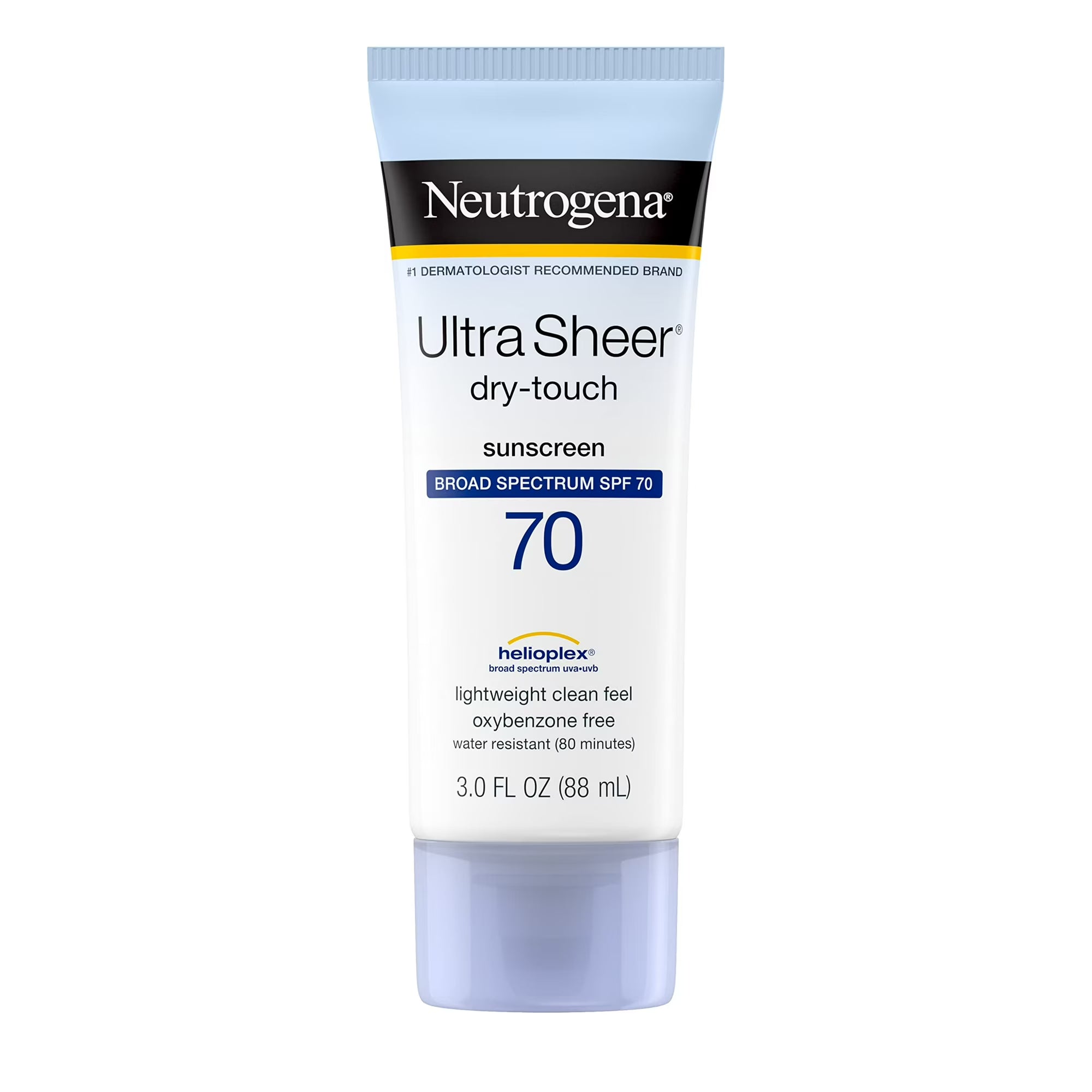 Neutrogena Ultra Sheer Dry-Touch Sunscreen Lotion, Broad Spectrum SPF 70, Water Resistant, Oil-Free, Matte Finish, 3 fl. oz